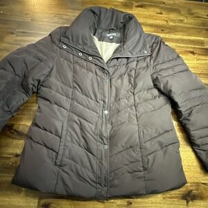 Kenneth Cole Reaction Brown Duck Down Quilted Puffer Jacket Coat Women‎ Size XL